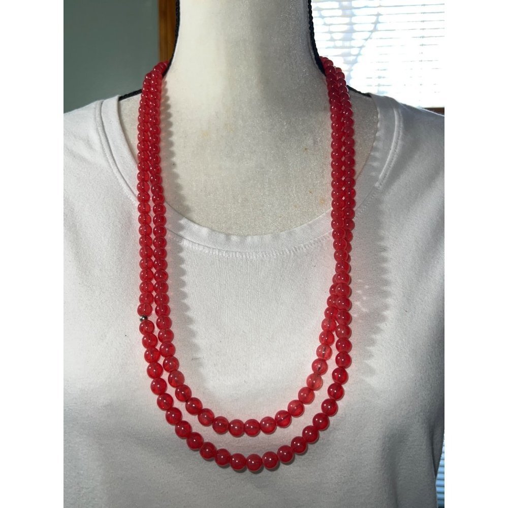 Rose Quartz Bead Necklace -- 30"